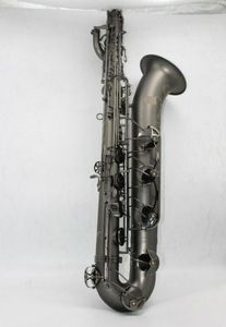 Hög kvalitet musik matt svart bariton saxofon full kropp hand gravering bari sax e platt låg en bariton sax med fall munstycke handskar reeds