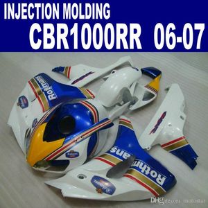 Injektionsform Motobike för Honda Fairings CBR1000RR 2006 2007 Yellow Blue White Freeship Fairing Kit CBR 1000 RR 06 07 CP33