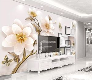 3d digital utskrift tapet 3d präglade smycken blomma svan vardagsrum sovrum TV bakgrund vägg väggpapper