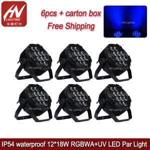 6pcs waterproof IP54 Par50 lights 12x18w 6in1 rgbwauv battery operated wireless dmx led par uplights light for wedding djs