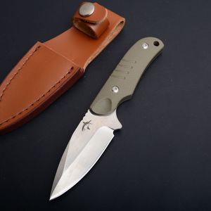 Överlevnad Straight Kniv D2 Satin Blade G10 Handtag Fasta Blad Knivar Med Läderhylsa Utomhus EDC Verktyg