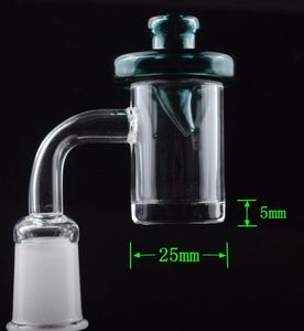 DHL Factory Direktförsäljning Flat Top 5mm Bottom Quartz Banger 14mm 18mm Spik med UFO Colored Carb Cap för glas Recycler Oil Rig