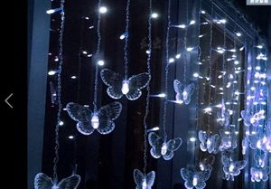 4M100LED cortina de borboleta larga estrela LED corda luzes de férias piscando decoração de layout de sala de casamento