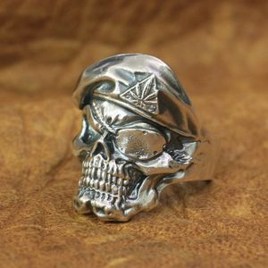 Wholesale-Pirate Skull Ring 925 Sterling Silver Mens Biker Rock Punk Ring TA174 US Size 7 to 15