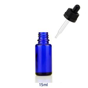 Miglior Prezzo Bottiglie di vetro blu da 15 ml Fiale di profumo di vetro vuote all'ingrosso da 15 ml con bottiglie di liquido per aromaterapia in vetro con tappo a prova di bambino
