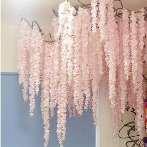 30cm-180cm Artificial Wisteria vine Rattan flowers for Wedding Arch party decoration white Hydrangea flowers String Garland