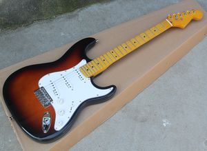 Tobacco Sunburst Electric Guitar with Yellow Maple Neck,White Pickguard,SSS Pickups,Can be Customized as Request