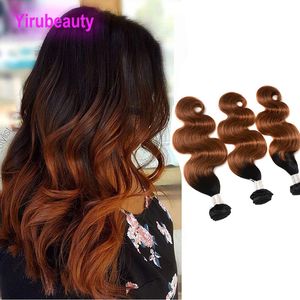 Indian Human Hair Extensions 1B/30# Ombre Color Body Wave Three Bundles Double Wefts 1B 30 Two Tones Color Hair Products