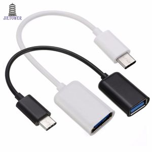 100 sztuk / partia 16.5 cm Mini biały / czarny Type-C Adapter kablowy USB 3.1 Type-C Mężczyzna do USB 2.0 A Samica OTG Data Cable Cord Adapter