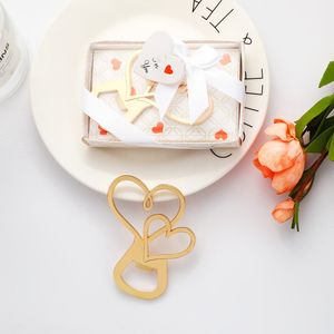 Wholesale shower gifts for guests for sale - Group buy Ywbeyond Gold Love Double Heart Bottle Opener Bridal Shower Favors Wedding Anniversary Gifts Souvenirs Guests