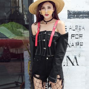 2020 Summer Jeans Shorts Two Piece Sets Women Autumn Belt Exposed Navel Short Coat Sling Strapless Sexy Denim Jacket + Ultra Short Jeans