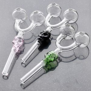 Prezzo economico Doppio vetro Bruciatore a nafta Tubo di vetro Teschio Tubo di vetro Olio Rigs Bong accessorio fumo