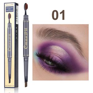 Double Head Waterproof Lasting Pigments Tattoo Eye Brow Pen Multi-functional Eyebrow Pencils with oval Brush 5 colors