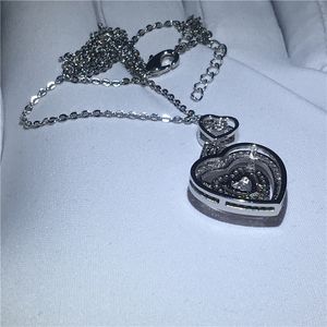 Fin smycken hjärtform hänge med halsband 925 sterling silver cz engagemang bröllop hängen för kvinnor gåva