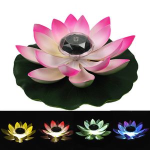 Solen Powered LED Lotus Flower Lampa Vattentålig Utomhus Flytande Pond Nattljus För Pool Party Garden Decoration C19041702