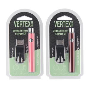 350 mAh Vorheizen VV Vape Pen Vertex Vorheizbatterie Variable Spannung 510 Gewinde + USB-Ladegerät Blisterverpackungsset