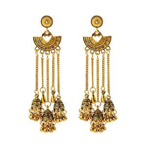 Bohemia Turkish Big Bells Long Tassel Drop Earrings For Women Thailand Vintage Statement Earring Indian Jewelry Bijoux