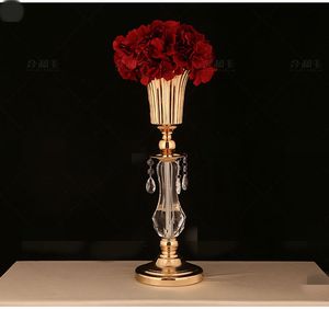 Candelabri per eventi in cristallo moderno in metallo dorato, centrotavola per matrimoni per decorazioni per la casa, regali di compleanno best0930