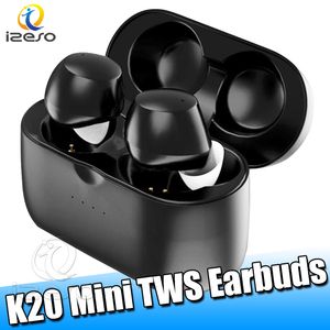 K20 Prawdziwe Bezprzewodowe Słuchawki Bluetooth Dotykowy Kontrolny Stereo Mody Designer Earbuds Słuchawki Przenośny Sport Wodoodporny Mini Słuchawki Izeso