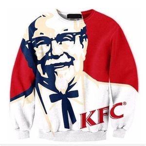 Nova forma das mulheres / homens de KFC engraçado 3D Imprimir Crewneck Sweatshirt Jumper Women / Men Moda Roupa XS033