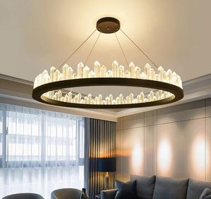 Lampadario di cristallo moderno Lampade a sospensione nordiche lusso rotondo designer circolare in metallo soggiorno personalità creativa lampadario illuminazione MYY