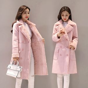 Winter Warm suede Faux Fur Coats Jackets Women long style Fake Fur thermal Jacket Turn Down Collar Open Front Overcoat SH190930