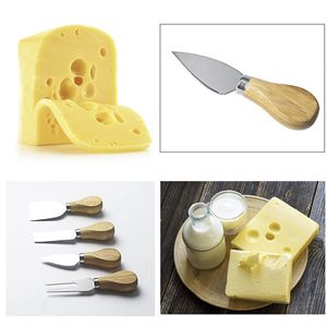 Gute Qualität 4 teile/satz Käse Nützliche Werkzeuge Set Eiche Griff Messer Gabel Schaufel Kit Reiben Für Schneiden Backen Schachbrett sets