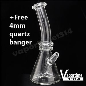 Glass Smoking Accessories Mini Beaker W/ Free 4mm Quartz Banger Nail Bongs 10mm Male Female 5 Inches Water Pipe Dab Rig Inline 753