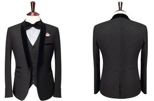 Neue Ankunft Eine Taste Groomsmen Schal Revers Bräutigam Smoking Männer Anzüge Hochzeit/Prom Trauzeuge Blazer (Jacke + hosen + Weste + Krawatte) A224