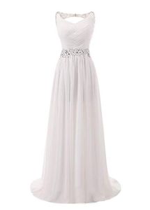 Women's Chiffon V Neck Shoulder Straps Chiffon A-Line Wedding Dresses Empire Waist Sweep Train Maternity Bride Dress With Applique & Beading