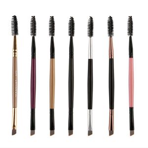 MAANGE EyeBrow Makeup Brush Wood Handle Double Sided Eyebrow Flat Angled Brushes Eye Brow Makeup Brushes Professional