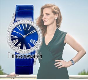 Nowy Limelight Galag0A42163 Steel Case Diament Bezel Blue Dial Swiss Quartz Watch Watch Niebieski Skórzany 10 Kolory dla TimeZonewatch PGE02C3