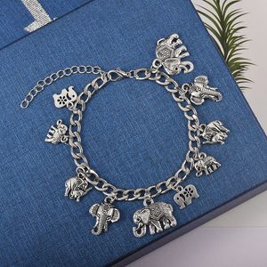 Wholesale silver elephant bracelets for sale - Group buy Silver Color Elephant Charm Bracelet For Men Feminina Jewelry Gift Bohemian Statement Bracelets Bangles