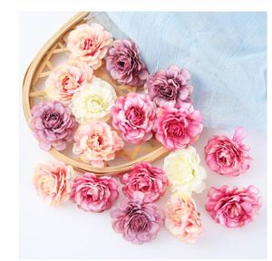 Hydrangea Konstgjorda blommor Silk Rose Head Bröllopsdekorationer för Home Bride Bouquet DIY Headdress Garland Fake Flower New Year GD85