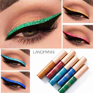 Langmanni Pırıltılı Glitter Gözler Liner Makyaj Giymek Kolay Su Geçirmez Pigment Kırmızı Beyaz Altın Sıvı Eyeliner Glitter Makyaj