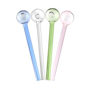 6.0 Inch 15cm Length Glass Oil Burner Pipe Clear Blue Green Pink Pyrex Water Pipes Smoking Pipes