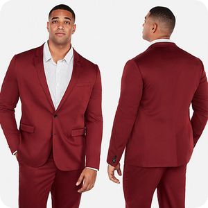 Ternos de homens vermelhos para ternos de casamento entalhado lapela vestido de noite plus size custom made noivo smoking formal noivo vestir melhor homem blazer baile