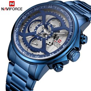 Nya klockor Mens Luxury Brand Naviforce Men Sport Watches Men's Waterproof Full Steel Quartz 24 Hours Watch Relogio Masculino