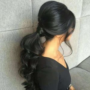 Nature body wave Remy hair ponytail piece Peruvian hair ponytail extensions drawstring ponytails for black women 120g with clips