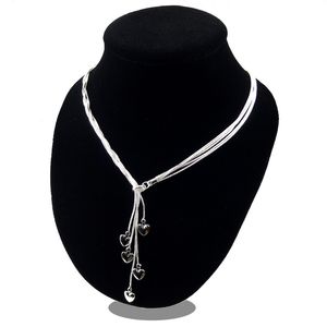 925 Sterling Silver Coração Chaveiros Colares Correntes 1mm 18 polegadas Moda Mulheres Pingente Valentine Presente Jóias Acessórios com fecho de lagosta