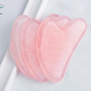 Guasha Kamień Naturalny Róża Kwarc Masażer Masażer Pielęgnacja Narzędzia Scraping Pad Neck Back Head Health Ciała Masaż Relaks LX7830