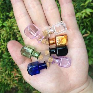 Mini-Glasflaschen mit Korken, kleine Flaschen, Geschenk, kleine Gläser, Fläschchen, Mix 7 Farben, Wunschflasche