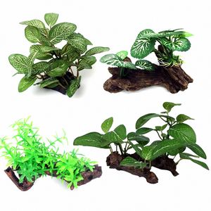 Simulation aquatic plant water grass aquariums turtle fish tank decorations landscaping artificial grass wood pet supplies plastic material