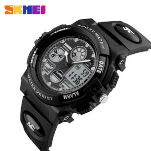 Skmei Sports Kids يشاهد الأطفال العسكريين العسكريين المزدوجين على الساعات LED LED Waterproof Watch Montre Enfant 1163