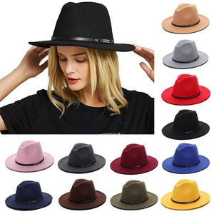 1 шт. Широкий Brim Cowboy Hat с появлением Федора Шляпы Fedora Hats Outback Шляпа Пряжка Панама Осень Зимние Мужчины Женщины Мода Винтаг Джаз