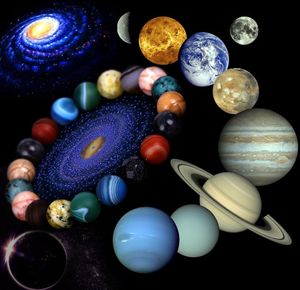 Amantes oito planetas Pedra Natural Bracelet Universo Chakra da ioga Galaxy solares Pulseiras sistema para homens ou mulheres Jóias Dropship GD41