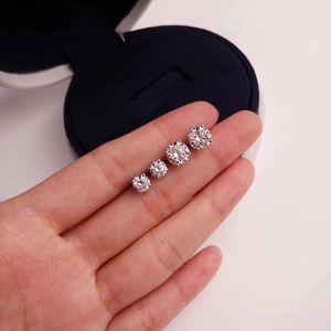 Fashionquality S925 Prata Brinco com pequeno e grande diamante forma redonda Brincos marca de moda jóias para presentes de casamento das mulheres PS6