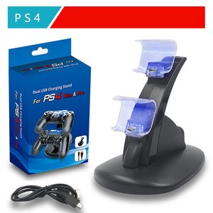Fast Charging Dock Dual Controllers Charger Station Gamepad Stand Holder Base for PlayStation 4 PS4/Pro/Slim With Retail box