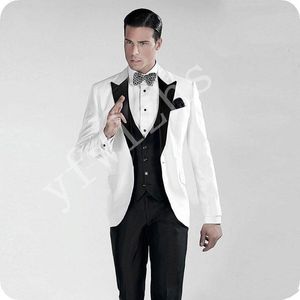 Красивый One Button Groomsmen Пик нагрудные Groom Tuxedos Мужские костюмы венчания / Prom / Dinner Best Man Blazer (куртка + брюки + Tie + Vest) W16