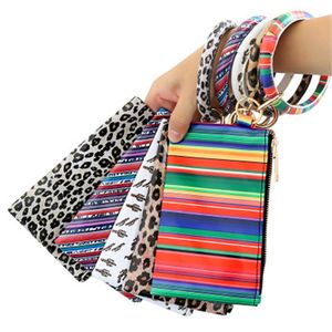 Damen Ringhalter großhandel-Kaktus Print PU Bag Keychain Party Favor Quasten Leder Armband Tasten Halter Brieftasche Rainbow Leopard Drucken Schlüsselanhänger Damen Taschen JY H1